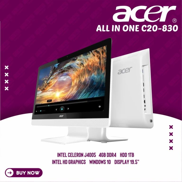 PC AIO ACER C20-830 Celeron J4025 4GB 1TB No DVDRW Windows10 19.5 Inch - Mitrajual