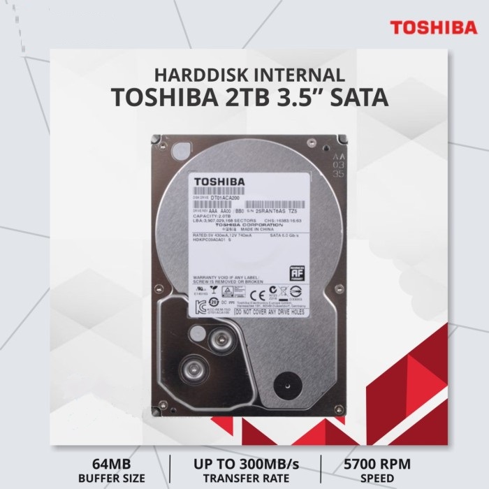 Harddisk HDD Internal PC Toshiba 2TB 3.5 Inch SATA - Mitrajual